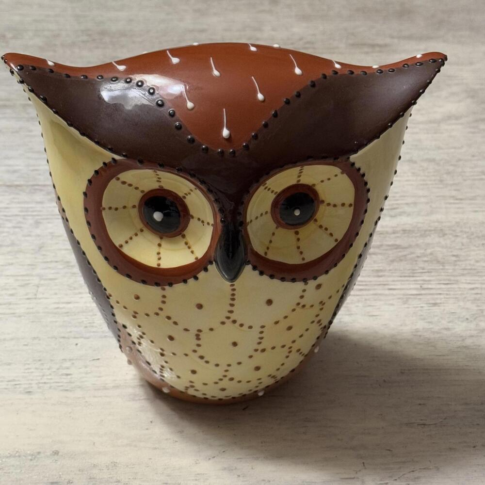 Painted Ceramic Owl Figurine